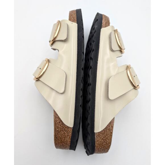 Birkenstock Arizona Big Buckle Leather Sandals High Shine Ecru Sz US W9/M7 EU40 - Picture 6 of 12